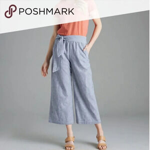 NEW Downeast White Navy Linen Blend Pinstripe Calypso Cropped Tie Pants Size XXL